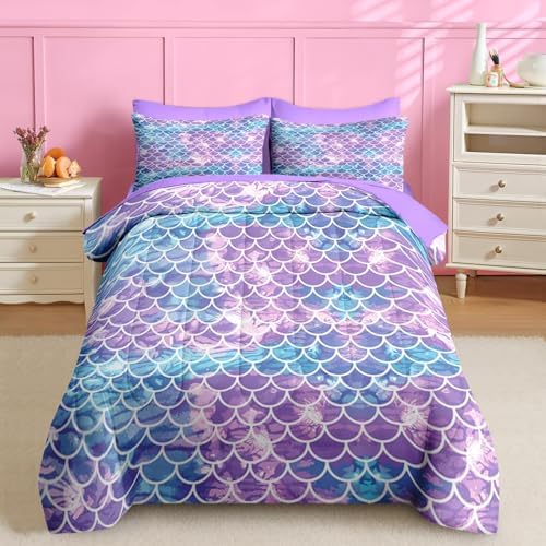 Nesker 5 Pcs Comforter Set Twin Size Mermaid Design