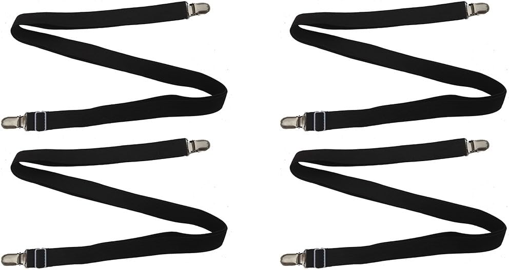 Toweter Bed Sheet Straps with Metal Clips - Black