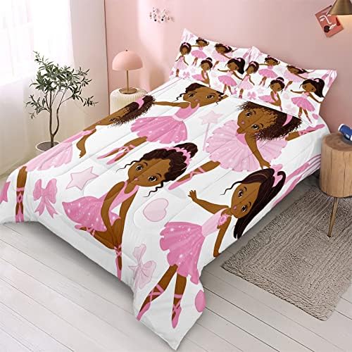 SIRDO Queen Comforter Set for Girls with Ballet Dancer Design