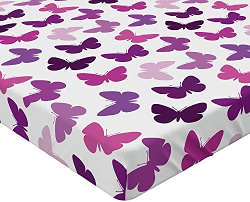 Ambesonne Butterfly Fitted Sheet Purple Lilac Pink California King