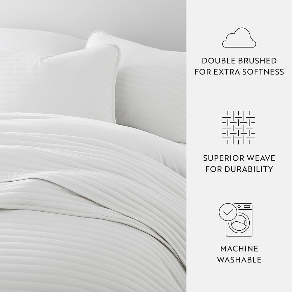 Linen Market Microfiber Quilt Coverlet Set Stripes Stitch