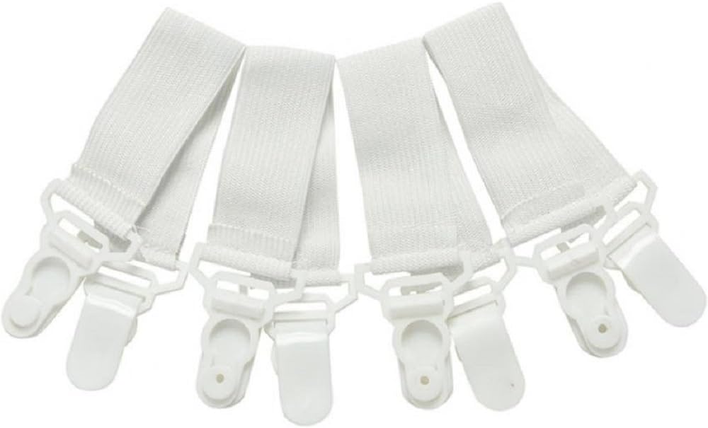 8 Pack Bed Sheet Fastener with Plastic Clasp and Elastic Band