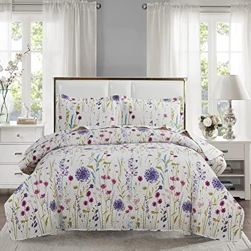 Ycosy Floral Quilt Set Twin Size Summer Reversible Bedspread