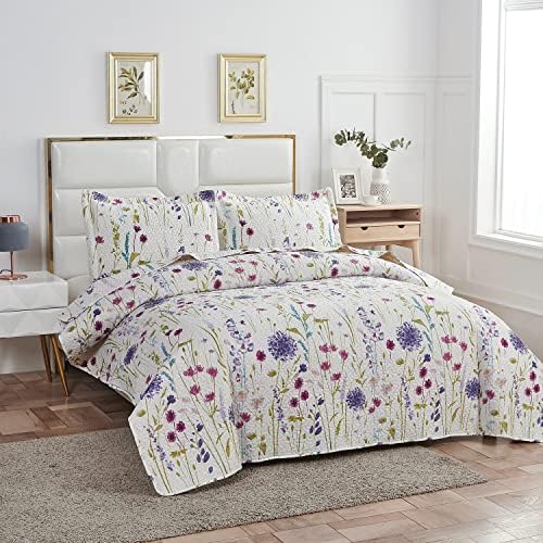 Ycosy Floral Quilt Set Twin Size Summer Reversible Bedspread