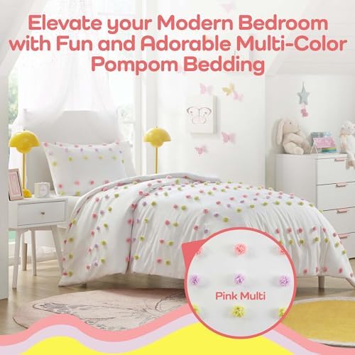 Mi Zone Kids Queen Duvet Cover Set with Pompom and Sham
