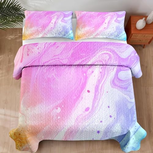 Pamnest Quilt Set FullQueen Size Tie Dye Marble 3 Pcs
