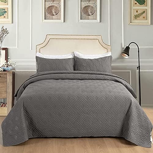 Hygge Hush Summer Quilt Set Dark Grey L Pattern 3 Piece