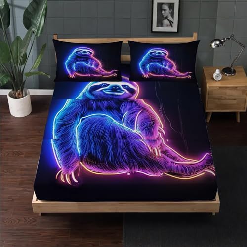 OmErsa Twin XL Sloth Bed Sheet Set Soft Microfiber Wrinkle Free