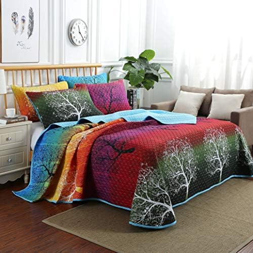 Swanson Beddings Rainbow Tree Quilt Set Queen 1