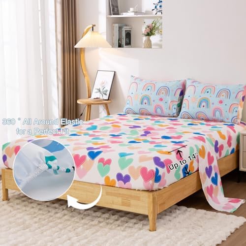 Holawakaka Boho Rainbow Comforter Set with Sheets