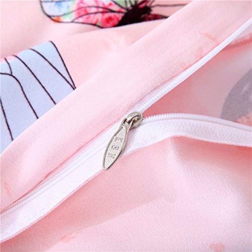 Feelyou Kids Duvet Cover Set Twin Size Pink Butterfly Print