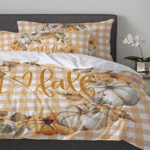 OComster California King Duvet Cover Set with Fall Floral Design