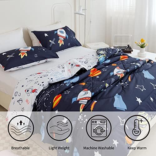 RYNGHIPY Space Rocket Comforter Set Twin Size