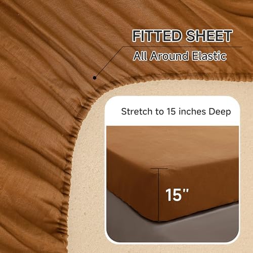SimpleOpulence 100 Linen Sheet Set - California King Rust