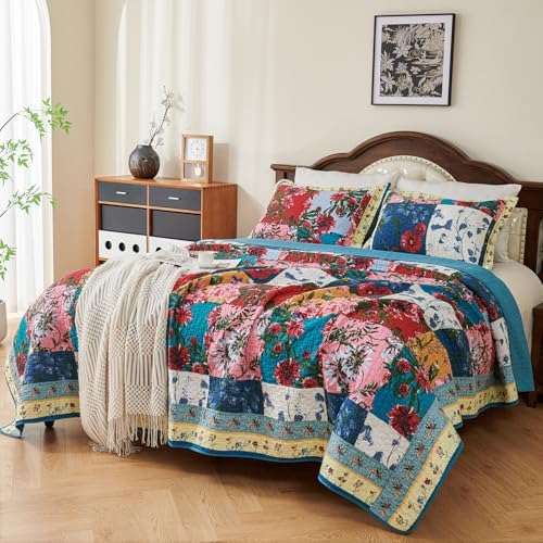 EVENHUG 100 Cotton Patchwork Queen Quilt Set