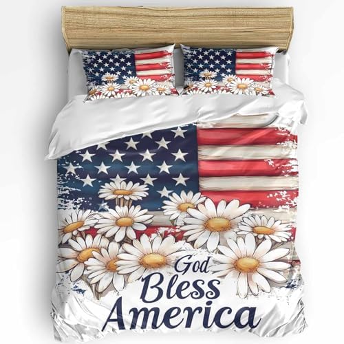 Boanket 3-Piece 4th of July Duvet Cover Set with Zipper