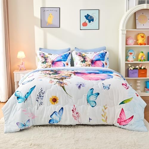 7 Piece Butterfly Comforter Set Twin Size