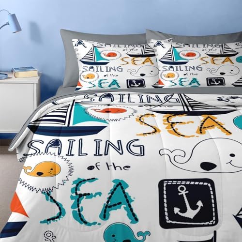 Nesker 7 Pcs Comforter Set Queen Size Nautical Theme