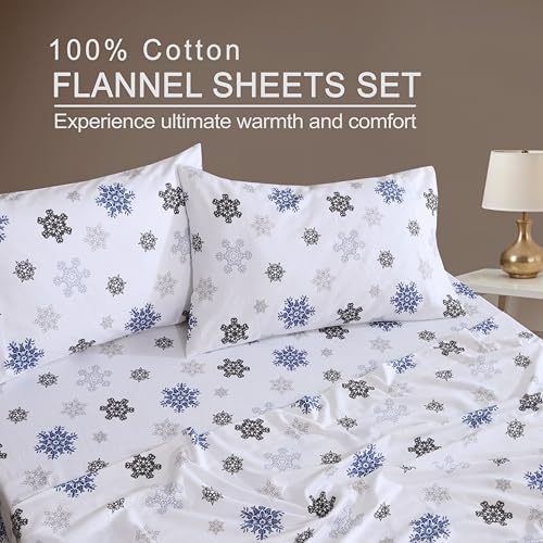 ZOYER Flannel Twin XL Sheet Set - 3 Pieces White Snow