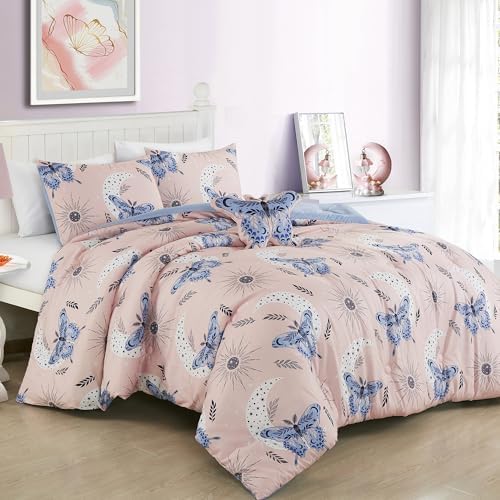 ESCA Butterfly Kids Comforter Set Twin Size Blush Pink