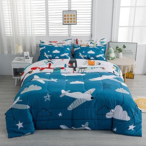 Yasida 7 Piece Airplane Bed in a Bag Set for Kids