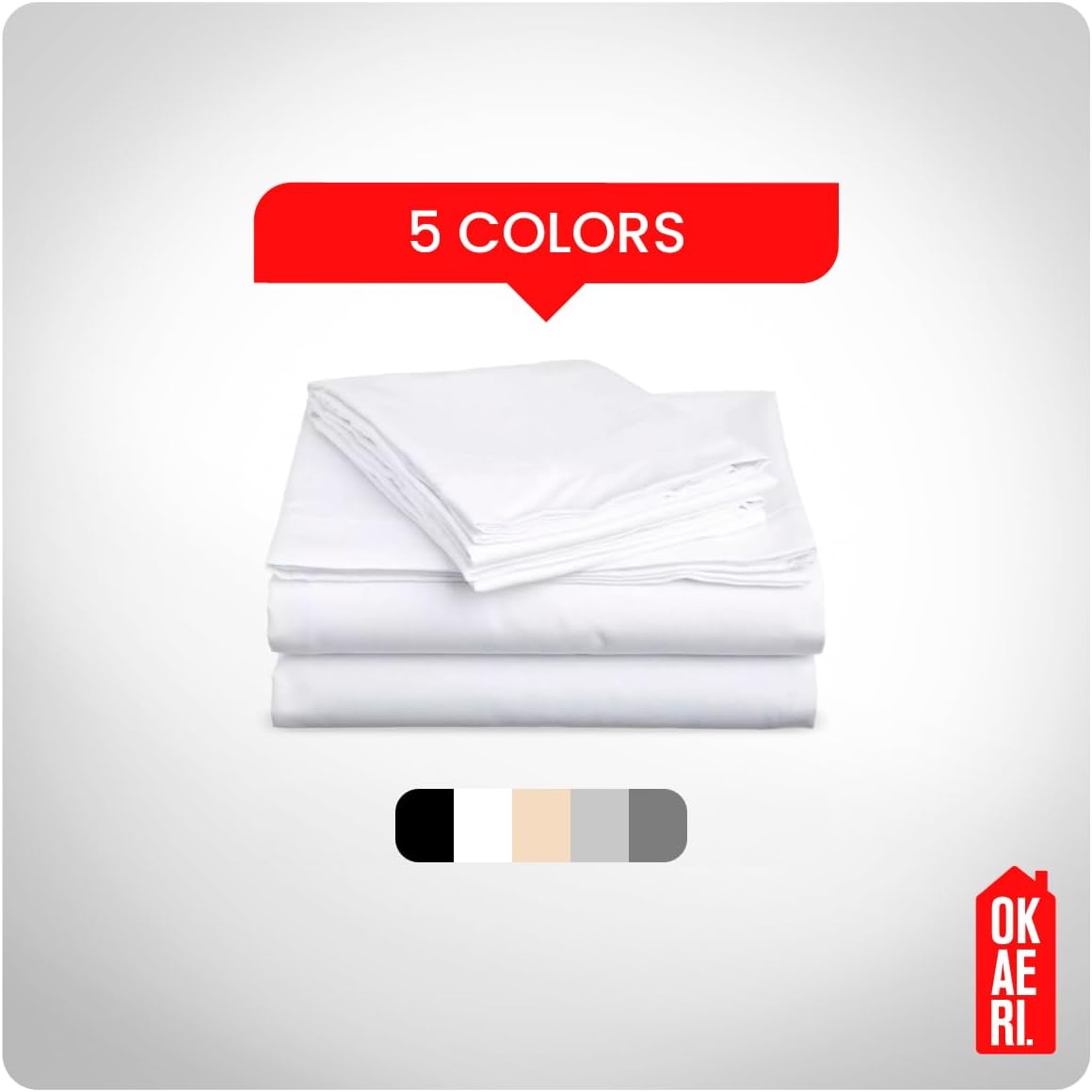 OKAERI Soft Bed Sheet Set Breathable Cool Silky