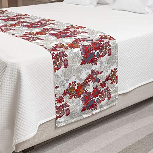 Ambesonne Floral Bed Runner Queen Red Black 1