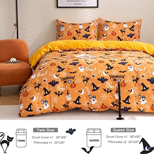 Luxudecor Halloween Duvet Cover Set Queen Size 1