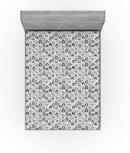 Ambesonne Thank You Fitted Sheet California King Black and White