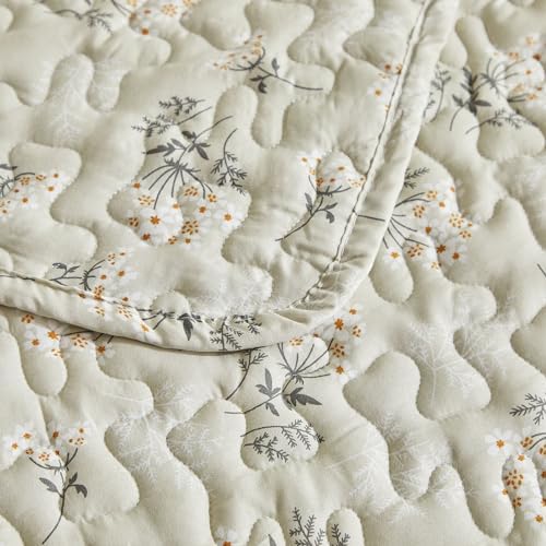 EAVD Boho Floral Queen Quilt Set with 2 Pillow Shams