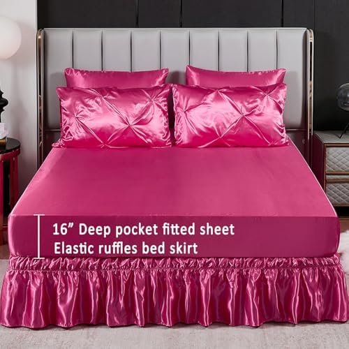 Bedbay Hot Pink Satin Comforter Set 10 Pcs Bed in a Bag