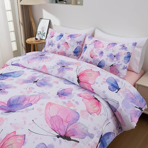 Btargot 3 Piece Butterfly Comforter Set for Girls