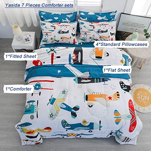 Yasida 7 Piece Airplane Bed in a Bag Set for Kids