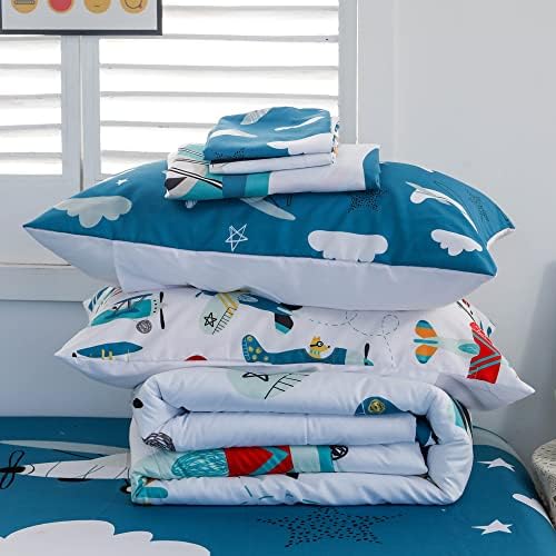 Yasida 7 Piece Airplane Bed in a Bag Set for Kids