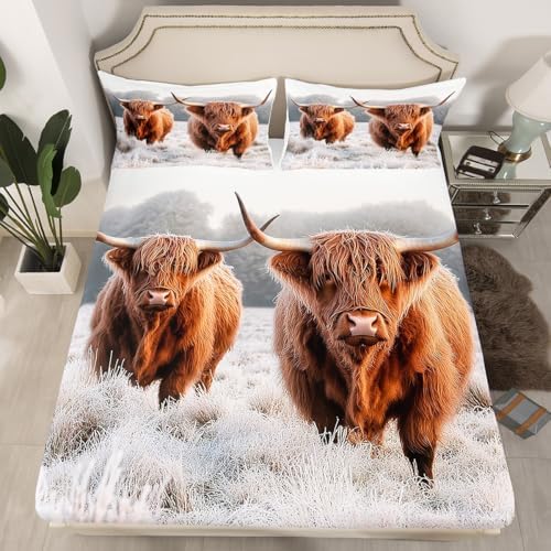 Erosebridal Funny Brown Cow Fitted Sheet Set TwinXL