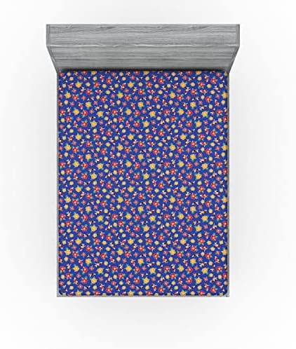Ambesonne Hula Girl Fitted Sheet - Royal Blue Multicolor