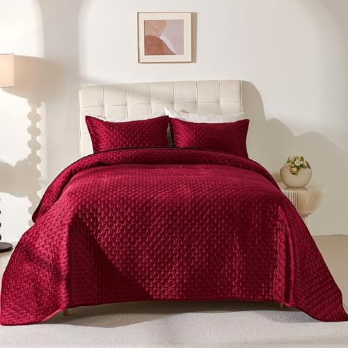 Cmfshape Velvet Quilt Set Queen Size Reversible 1