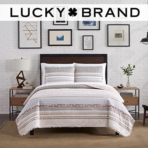 Lucky Brand 3-Piece Twin Quilt Set with Modern Stripes