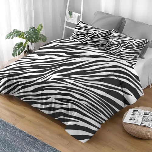 Pamnest Zebra Stripe Queen Comforter Set 3 Pcs