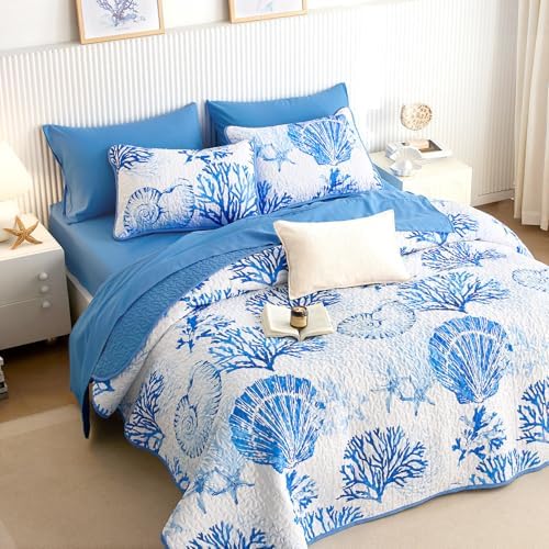Wake In Cloud Coastal Quilt Set Nautical Themed 3 Piece TwinTwin XL