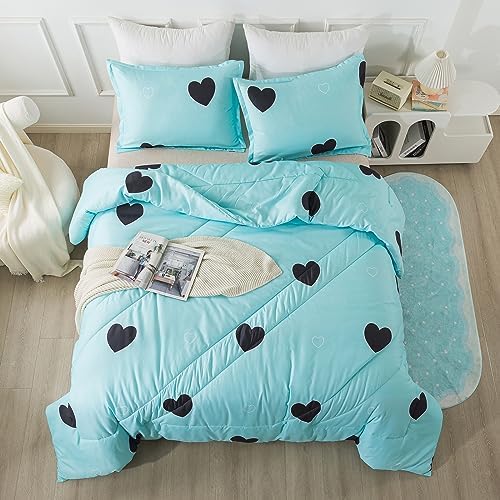 Heart Pattern Girls Comforter Set Twin Size