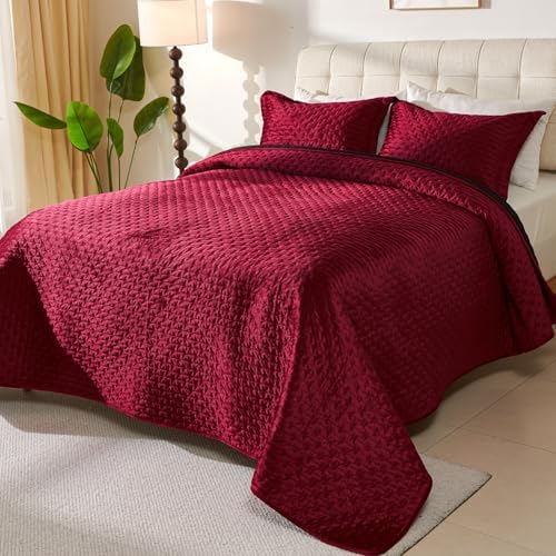 Cmfshape Velvet Quilt Set Queen Size Reversible 1