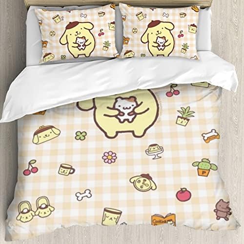DIEZ Cartoon Pompompurin Comforter Set Twin Size 3pcs with Pillowcases