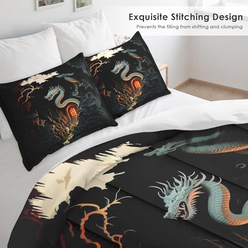 Pamnest Dragon Comforter Set Twin Size 2 Pcs
