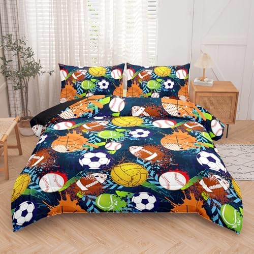 MWMWMW Boys Queen Bedding Set 5 Pcs Sports Bed in a Bag