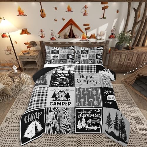 Erosebridal Queen Plaid Comforter Set with Pillow Cases