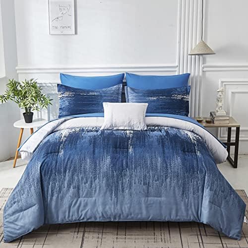 Dinjoy Ombre Blue Comforter Set Twin Size Reversible
