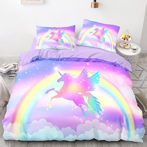 Kids Comforter Bedding Set 3 Piece Rainbow Twin