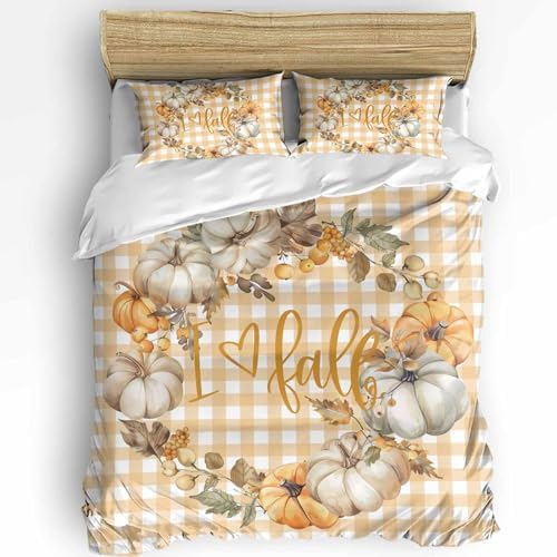OComster California King Duvet Cover Set with Fall Floral Design