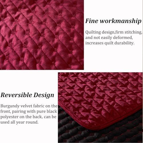 Cmfshape Velvet Quilt Set Queen Size Reversible 1